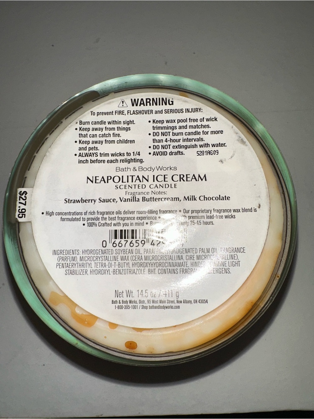 Bath & Body Works Neapolitan Ice Cream Three Wixk Candle - Picture 3 of 3